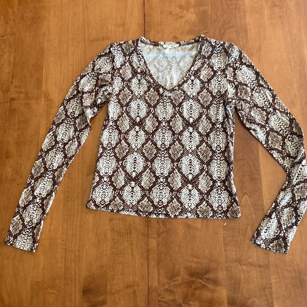 Olivia Rae Snake Skin Long Sleeve V Neck